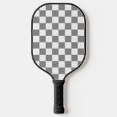 Ash grijs wit geruit controlepatroon pickleball paddle (Voorkant)