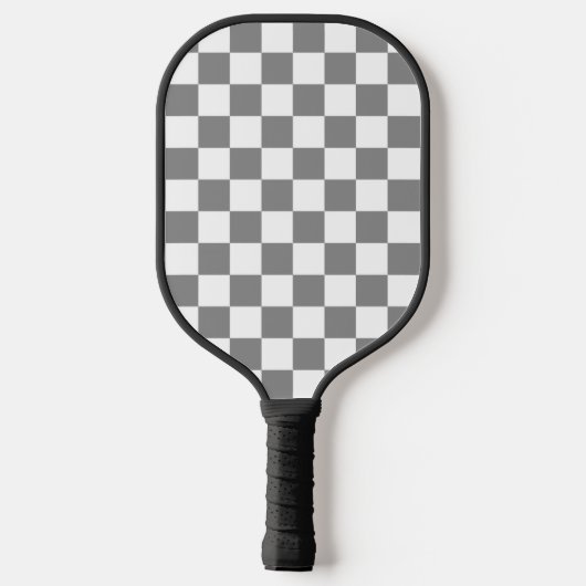 Ash grijs wit geruit controlepatroon pickleball paddle (Achterkant)