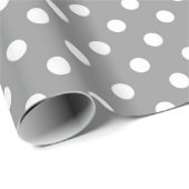 Ash Grijs Wit Polka Dots Design Cadeaupapier (Rol Hoek)
