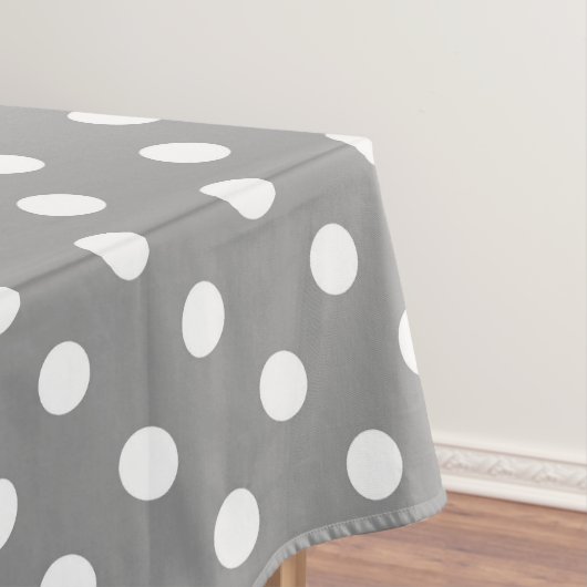 Ash Grijs Wit Polka Dots Design Tafelkleed (Voorbeeld)