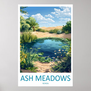 Ash Meadows Vintage Reisposter Ski Nationaal Poster