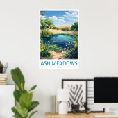 Ash Meadows Vintage Reisposter Ski Nationaal Poster (Thuiskantoor)