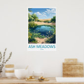Ash Meadows Vintage Reisposter Ski Nationaal Poster (Keuken)