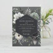 Ash Monochromatic Posy Wedding Kaart (Staand voorkant)