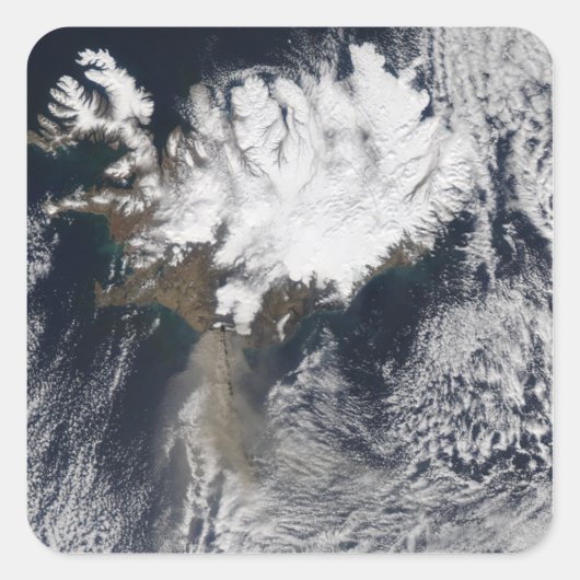 Ash plume uit de Eyjafjallajokull Volcano, IJsland Vierkante Sticker (Voorkant)