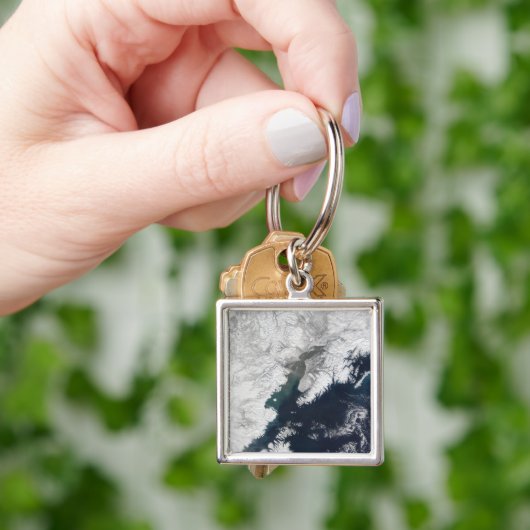 Ash plume uit Mount Redoubt, Alaska Sleutelhanger (Hand)