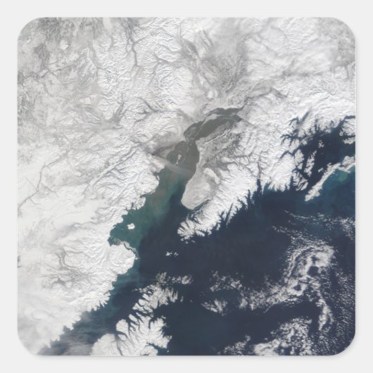 Ash plume uit Mount Redoubt, Alaska Vierkante Sticker (Voorkant)