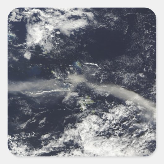 Ash Plume uit Soufriere Hills, Montserrat Vierkante Sticker (Voorkant)