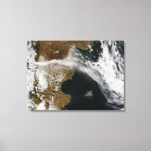 Ash plume van de uitbarsting van Chaiten vulcano, Canvas Afdruk