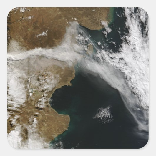 Ash plume van de uitbarsting van Chaiten vulcano,  Vierkante Sticker (Voorkant)