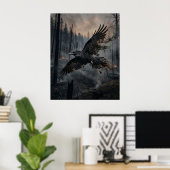 Ash Raven Burned Forest Sky Poster (Thuiskantoor)