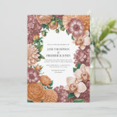 Ash Rose, Vintage Peach & Soft Terracotta Wedding Kaart (Staand voorkant)