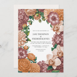 Ash Rose, Vintage Peach & Soft Terracotta Wedding Kaart