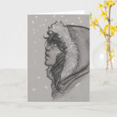 Ash & Sneeuw - Meisje in Bontkap Kaart (Gele Bloem)