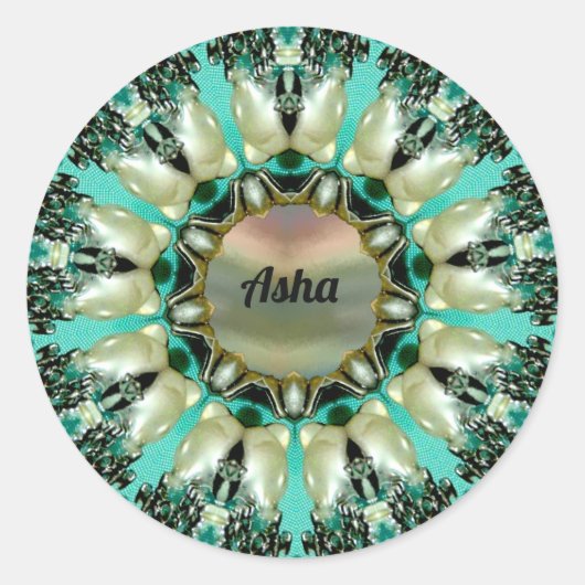 ASHA ~ Helder Abstract patroon ~ Gepersonaliseerd Ronde Sticker (Voorkant)