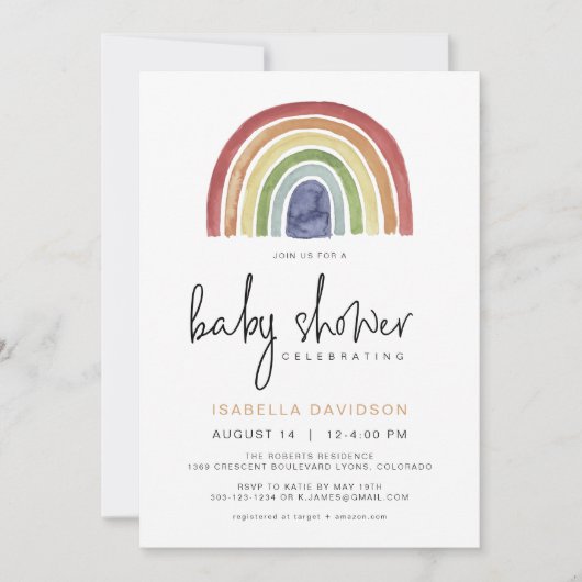 ASHA Kleurrijke Gedempte Toon Regenboog Baby showe Kaart (Voorkant)