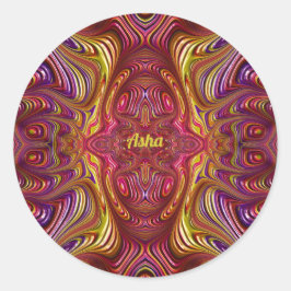 ASHA ~ Multicolored Fractal Design ~ Ronde Sticker