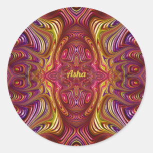 ASHA ~ Multicolored Fractal Design ~ Ronde Sticker