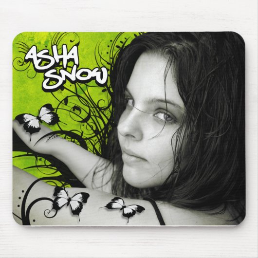 Asha Snow Mousepad: Groene Butterflies Muismat (Voorkant)