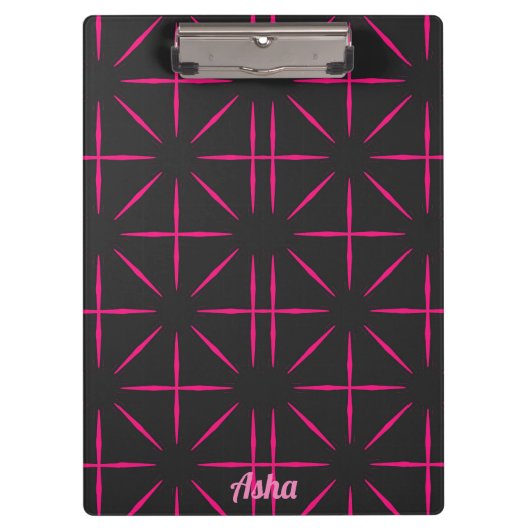 ASHA ~ Zwart en Roze ontwerp Klembord (Voorkant)