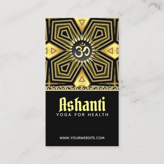 Ashanti Yoga Black Gold Deco Visitekaartje (Voorkant)
