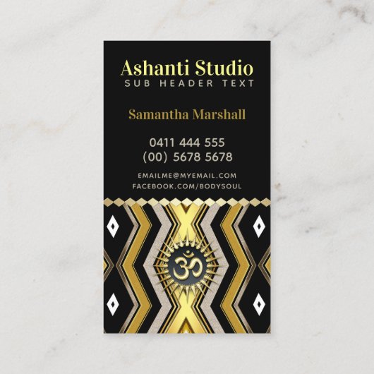 Ashanti Yoga Stylish Black Gold Visitekaartje (Achterkant)