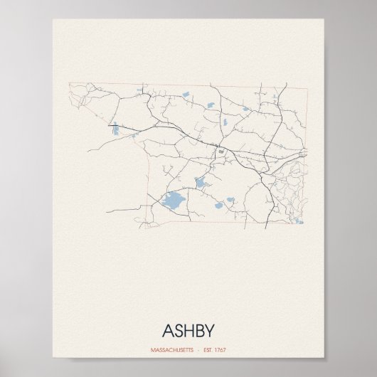Ashby, Massachusetts Straatplattegrond Poster – Op (Voorkant)