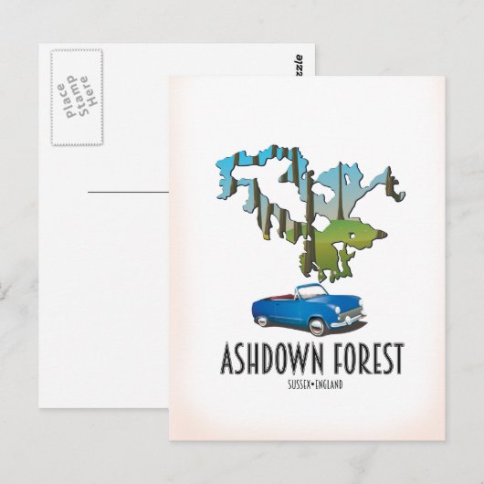 ashdown forest sussex kaart reisposter kaart (Voorkant / Achterkant)