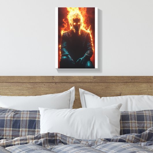 Ashen Amidst Flames - Dramatische en vurige kunst Canvas Afdruk (Insitu (Slaapkamer))