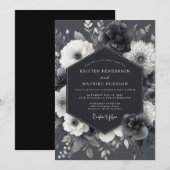Ashen Gothic Flora Wedding Kaart (Voorkant / Achterkant)