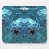 ASHER ~ Blue Aqua en Black Design Muismat (Voorkant)