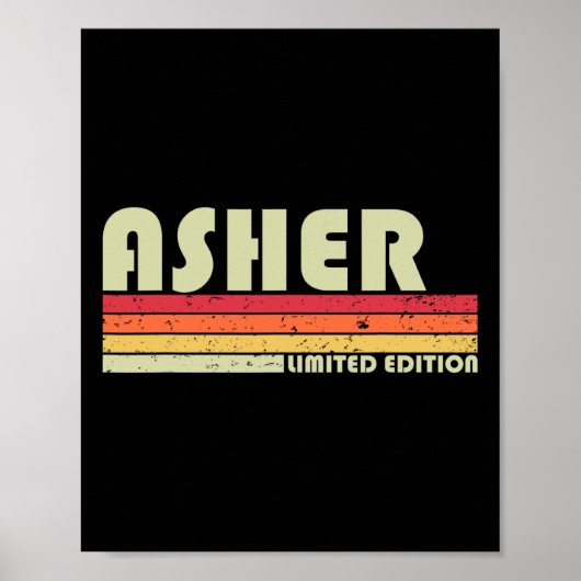 Asher Cadeau Naam Gepersonaliseerde Grappige Retro Poster (Voorkant)