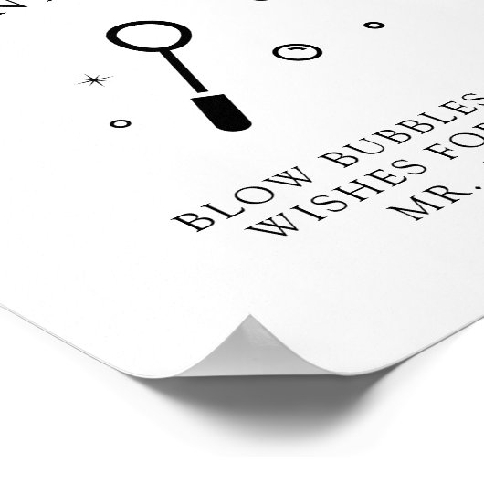 ASHER Calligraphy Bubble Send Off Weduwen Sign Poster (Hoek)