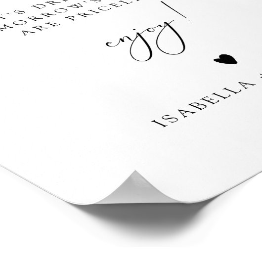 ASHER Elegant Calligraphy Open Bar Drink Poster (Hoek)