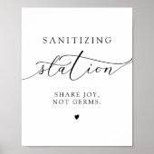 ASHER Elegant Calligraphy Sanitizing Station Sign. Poster (Voorkant)