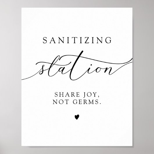 ASHER Elegant Calligraphy Sanitizing Station Sign. Poster (Voorkant)