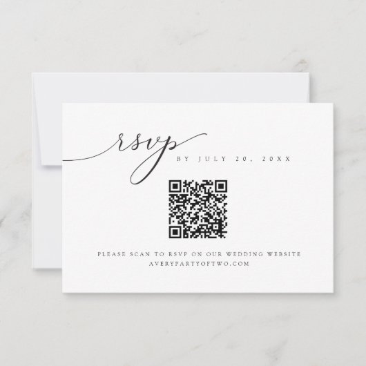 ASHER Elegant Calligraphy Script QR Code RSVP Card Kaart (Voorkant)