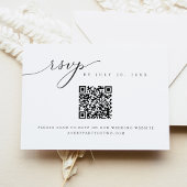 ASHER Elegant Calligraphy Script QR Code RSVP Card Kaart