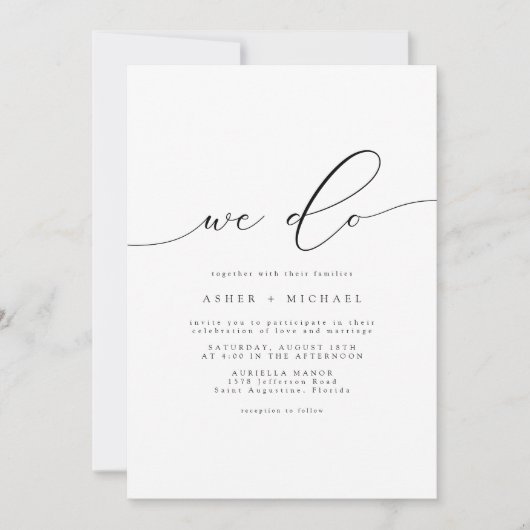 ASHER Elegant Calligraphy Script we Weduwen Kaart (Voorkant)