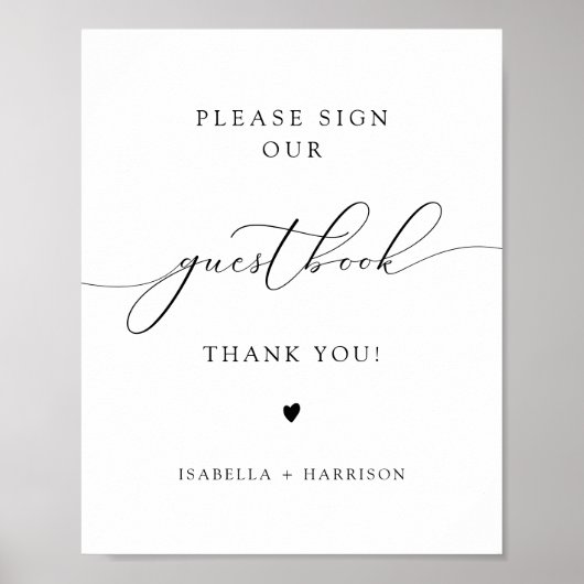 ASHER Elegant Calligraphy Wedding Guestbook Sign Poster (Voorkant)