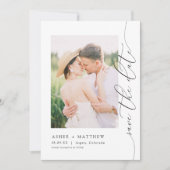 ASHER Elegant Kalligrafie Foto Bewaar de datum Kaart (Voorkant)