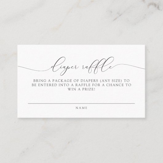 ASHER Elegant Minimalist Script Diaper Raffle Kaar Plaatskaartje (Voorkant)