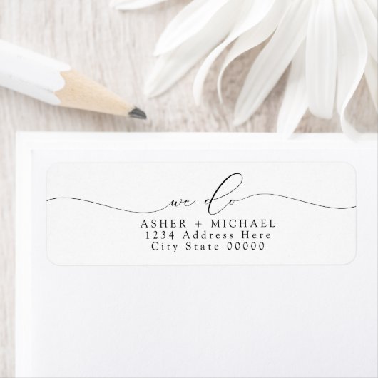 ASHER Elegant Script We Do Trouw Retouradres Etiket (Insitu)