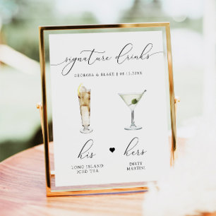 ASHER Elegant Waterverf Cocktail Signature Drink Poster