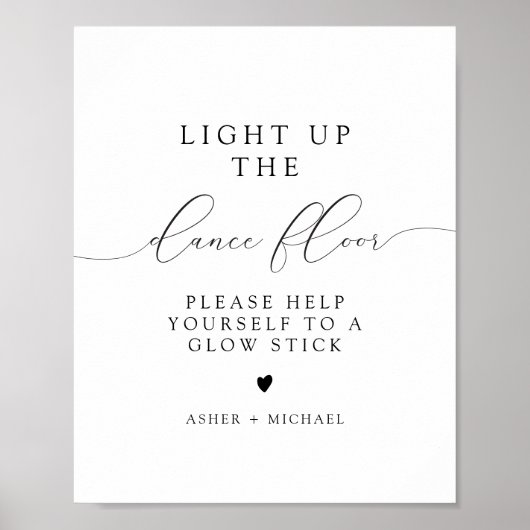 ASHER Elegante Kalligrafie Wedding Glow Stick Poster (Voorkant)
