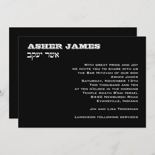 Asher James Custom Kaart (Voorkant / Achterkant)