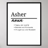 Asher, jongen gepersonaliseerde naam definitie poster (Voorkant)