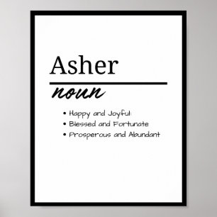 Asher, jongen gepersonaliseerde naam definitie poster