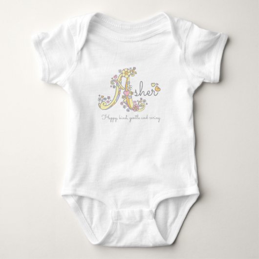 Asher meisjesnaam decoratieve aangepaste betekenis romper (Voorkant)