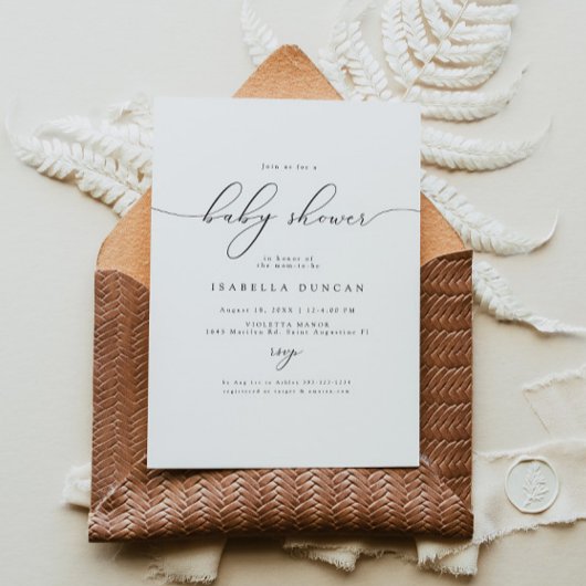 ASHER Modern Elegant Calligraphy Baby shower Kaart